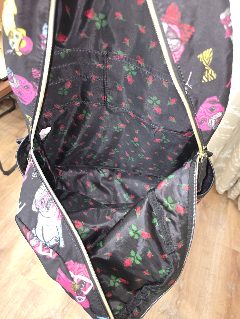 Betsey Johnson Neon Pug Print Backpack - Picture 5 of 6